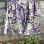 Womens Purple Velvet Embroidered Jacket with Floral Design